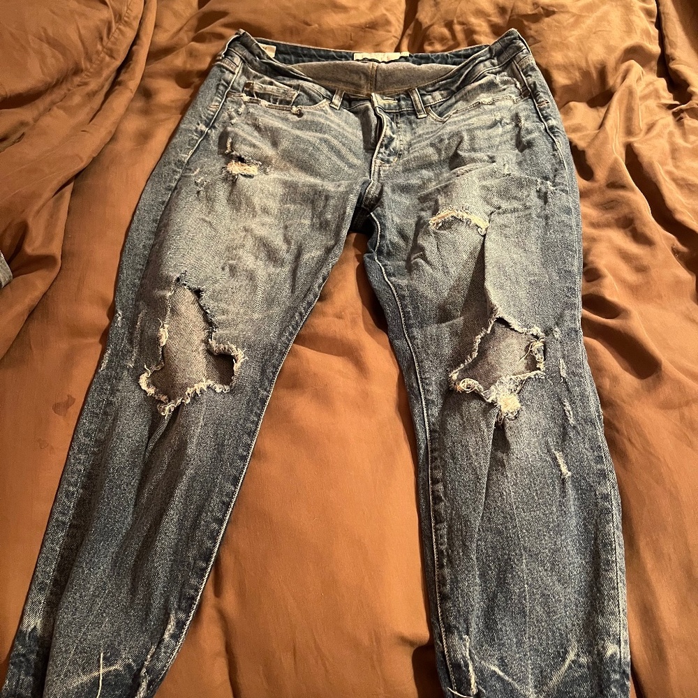 Torrid Size 12R high rise straight distressed jeans.
